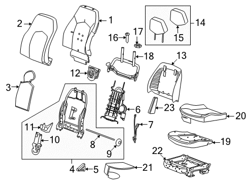 2014 Cadillac CTS Driver Seat Components Lumbar Support Diagram for 25939289