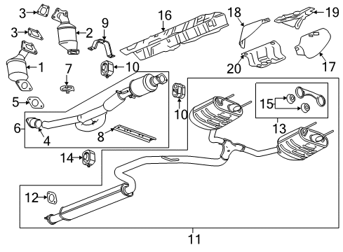 2018 Cadillac XTS Exhaust Components Front Pipe Insulator Diagram for 22907444