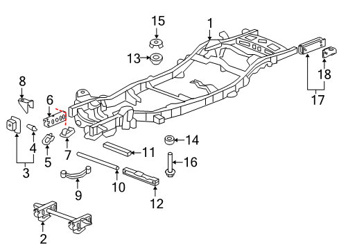 2010 Chevrolet Avalanche Frame & Components Bracket Asm-Body Rear Mount (Side Frame) Diagram for 20916985