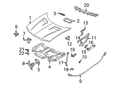 1993 Chevrolet Camaro Hood & Components Rear Extension Cover Diagram for 10224748