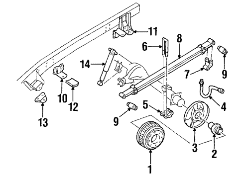 1989 GMC C3500 Rear Suspension Components Rear Shock Absorber Assembly Diagram for 22064831