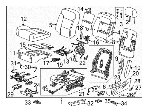 2015 GMC Sierra 1500 Driver Seat Components Track Cover Diagram for 23204163