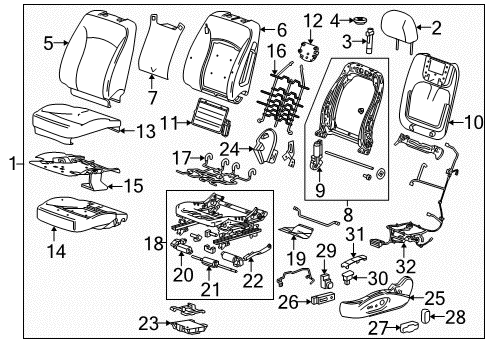 2014 Buick LaCrosse Driver Seat Components Support Spring Diagram for 9065461