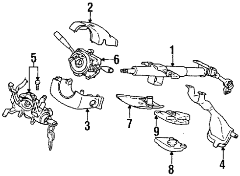 1999 Chevrolet Metro Steering Column, Steering Wheel Cylinder, Steering Column Lock & Ignition Switch Diagram for 91174080