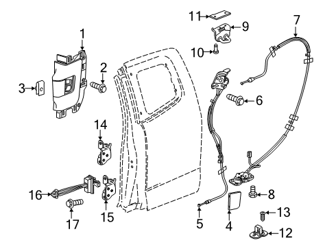 2021 Chevrolet Colorado Rear Door Striker Diagram for 13511487