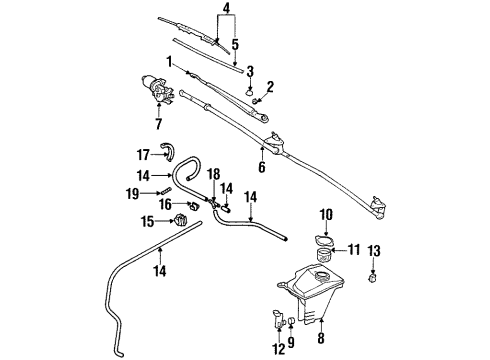 2001 Chevrolet Prizm Wiper & Washer Components Transmission, Windshield Wiper Diagram for 94857766