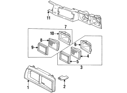 1985 Oldsmobile Calais Headlamps Head Lamp Assembly Diagram for 16500659
