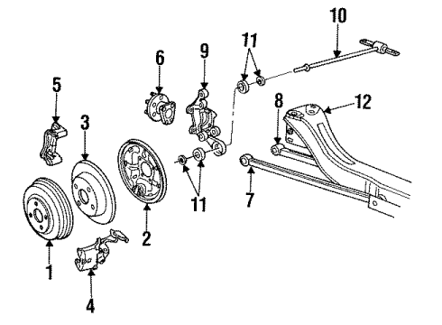 1995 Saturn SL2 Rear Brakes Cylinder Asm, Wheel Diagram for 21010589