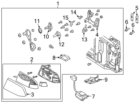 2000 GMC Jimmy Headlamps Headlamp Capsule Assembly Diagram for 16525633