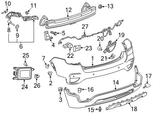 2021 Chevrolet Trax Bumper & Components - Rear Reflector Screw Diagram for 11609508