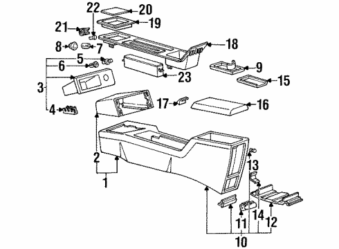 1992 Oldsmobile Achieva Floor Console Holder-Front Floor Console Rear Cup *Graphite Diagram for 22644741