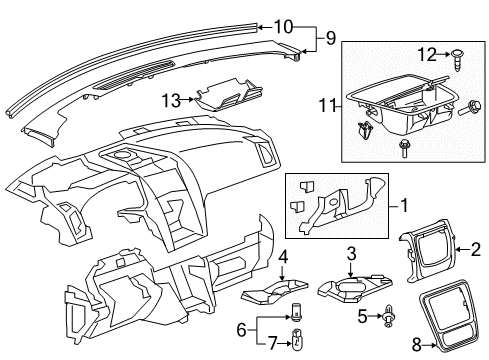 2013 GMC Acadia Cluster & Switches, Instrument Panel Column Filler Diagram for 22938742