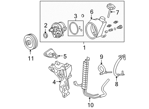 2009 Chevrolet Tahoe P/S Pump & Hoses, Steering Gear & Linkage Power Steering Oil Cooler Diagram for 15186858