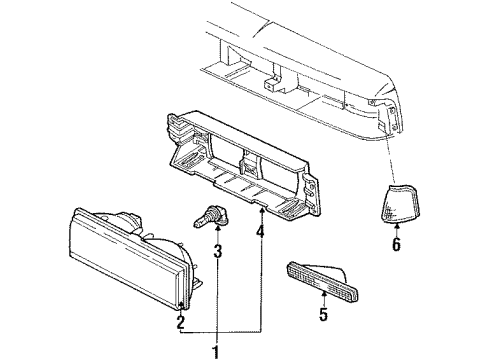 1988 Oldsmobile Firenza Bulbs Headlamp Assembly Diagram for 16505637