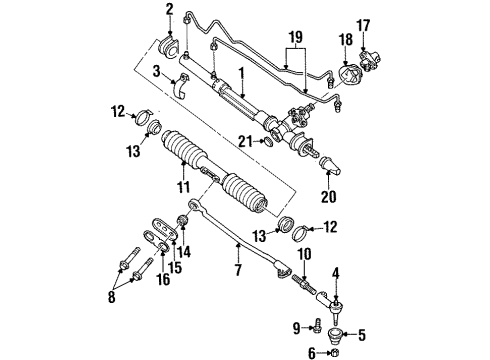 1992 Oldsmobile Achieva P/S Pump & Hoses, Steering Gear & Linkage Boot Kit-Steering Gear Housing Diagram for 26022939