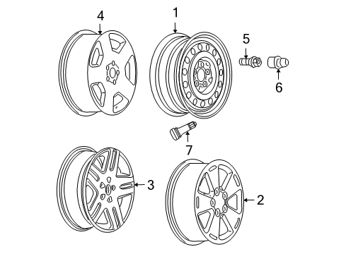 2007 Chevrolet Impala Wheels Wheel Nut Cap Diagram for 9594436