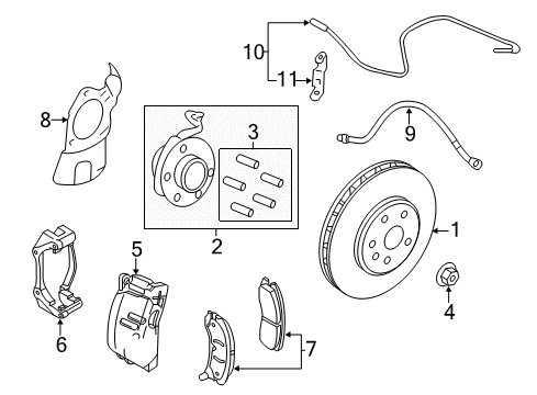 2014 Cadillac CTS Front Brakes Splash Shield Diagram for 22802366