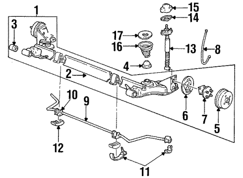 1992 Oldsmobile Achieva Rear Axle, Stabilizer Bar, Suspension Components Bushing Asm-Rear Axle Diagram for 10150338