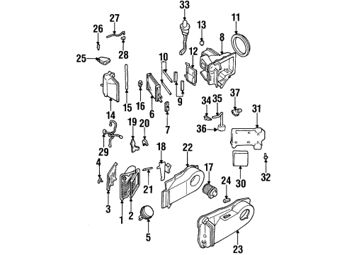 1996 Cadillac DeVille A/C Evaporator & Heater Components Barrier Diagram for 89019293