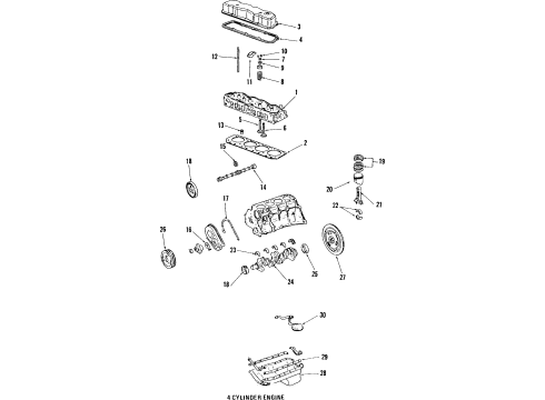 1986 Pontiac Fiero Engine Parts, Mounts, Cylinder Head & Valves, Camshaft & Timing, Oil Pan, Oil Pump, Crankshaft & Bearings, Pistons, Rings & Bearings Spring & Damper Asm Diagram for 10034268