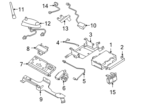 2002 GMC Yukon XL 1500 Communication System Components Antenna Assembly Base Diagram for 22688031