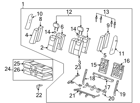 2008 Chevrolet Malibu Rear Seat Components Frame, Rear Seat Cushion Diagram for 15208165