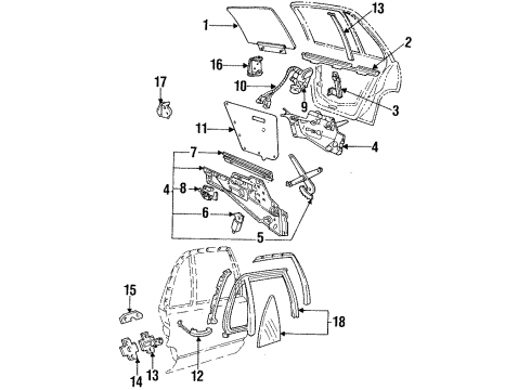 1993 Oldsmobile 98 Rear Door - Glass & Hardware Rear Door Latch Actuator (Service Use Only) Diagram for 16630857
