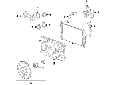2015 Chevrolet Cruze Cooling System, Radiator, Water Pump, Cooling Fan Gasket Diagram for 12647029