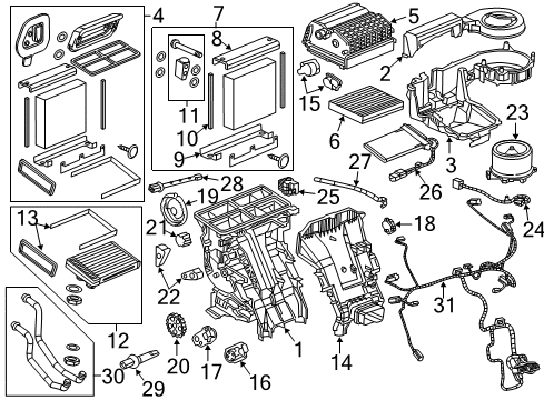 2010 Saab 9-5 A/C Evaporator & Heater Components Tube Assembly Diagram for 13263331