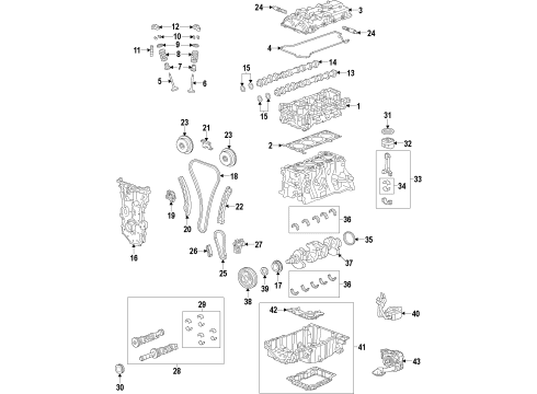 2016 Buick Regal Engine Parts, Mounts, Cylinder Head & Valves, Camshaft & Timing, Variable Valve Timing, Oil Cooler, Oil Pan, Oil Pump, Balance Shafts, Crankshaft & Bearings, Pistons, Rings & Bearings Cover Assembly Diagram for 12637040