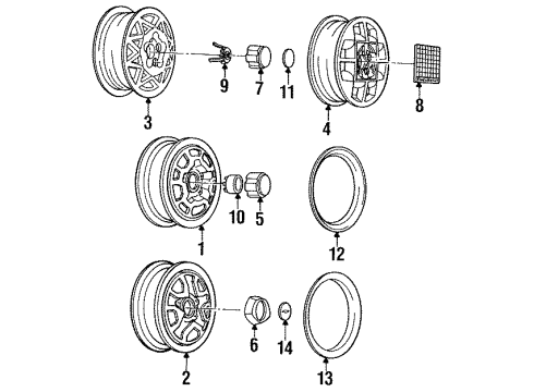1988 Chevrolet Cavalier Wheels Hub Cap ASSEMBLY Diagram for 22535615