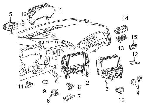 2015 Chevrolet Corvette Ignition Lock Instrument Cluster Assembly Diagram for 84505101