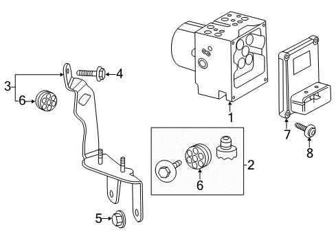 2014 Cadillac CTS Anti-Lock Brakes Insulator Kit Diagram for 15286358