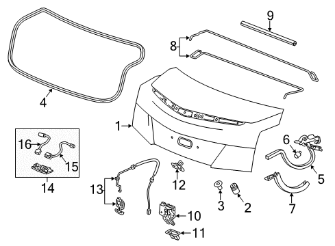 2013 Cadillac ATS Parking Aid Hinge Cover Diagram for 20933950