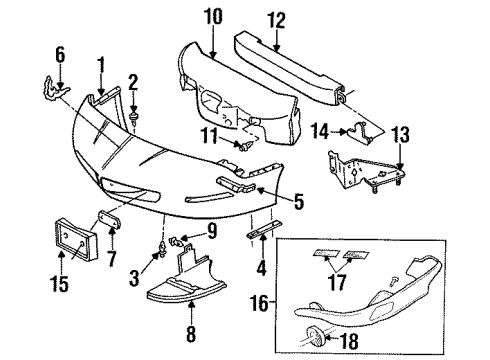 1997 Pontiac Firebird Front Bumper Deflector Asm-Front End Fascia Outer Diagram for 10246273