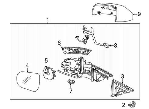 2021 Cadillac CT4 Outside Mirrors Mirror Cover Diagram for 22835015