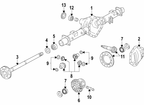 2017 Chevrolet Silverado 2500 HD Rear Axle, Differential, Propeller Shaft Axle Assembly Diagram for 22958778