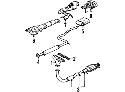 1997 Saturn SL1 Exhaust Manifold Muffler & Pipe Diagram for 21013360