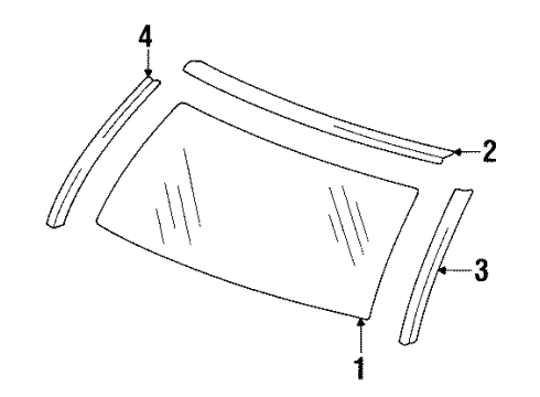 1991 Buick Park Avenue Windshield Glass Roof Side Panel Emblem Assembly Diagram for 25630930