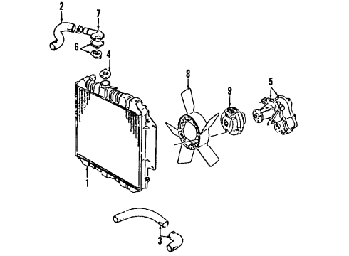 1996 Geo Tracker Cooling System, Radiator, Water Pump, Cooling Fan Thermostat, Wtr (W/Gasket/Seal) (On Esn) Diagram for 91177653