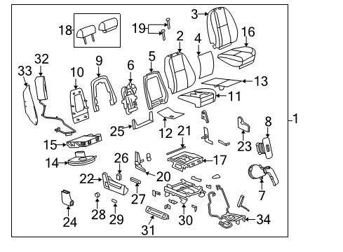 2013 GMC Sierra 3500 HD Front Seat Components Cushion Frame Diagram for 22804424