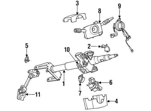 1992 Saturn SC Ignition Lock Column, Steering (Rake) Diagram for 21044754