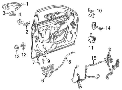 2020 Cadillac CT4 Lock & Hardware Handle Base Retainer Diagram for 13581222
