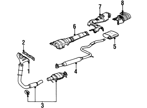 1997 Saturn SC2 Exhaust Components Exhaust Manifold Pipe Assembly Diagram for 21013075