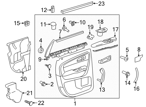 2015 Chevrolet Traverse Interior Trim - Rear Door Handle, Inside Cover Diagram for 25815884