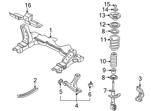 1996 Pontiac Sunfire Front Suspension Components, Lower Control Arm, Stabilizer Bar Lower Ball Joint Diagram for 88967431