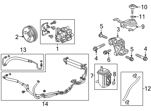 2010 Chevrolet Equinox P/S Pump & Hoses, Steering Gear & Linkage Power Steering Pump Diagram for 13577682