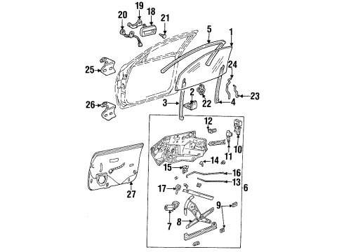1995 Cadillac DeVille Front Door Glass & Hardware, Lock & Hardware Latch Diagram for 12537471