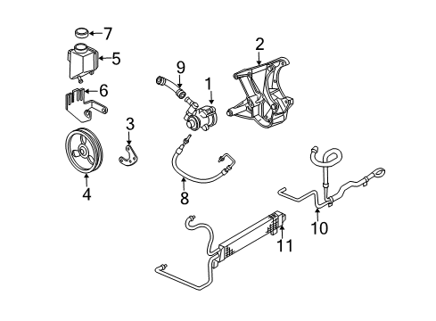 2001 Chevrolet Corvette P/S Pump & Hoses, Steering Gear & Linkage Pulley Diagram for 12559890