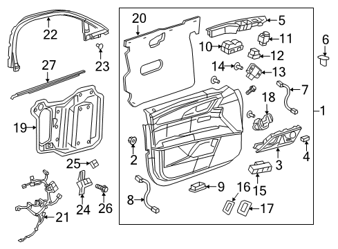 2017 Cadillac CT6 Front Door Window Switch Diagram for 22959562